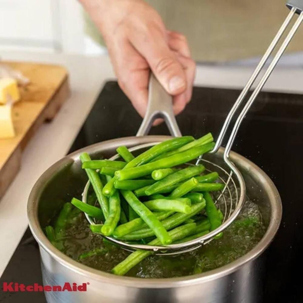 Escumadeira Em Aço Inox Fritura Cozinha Preta Kitchenaid - 5