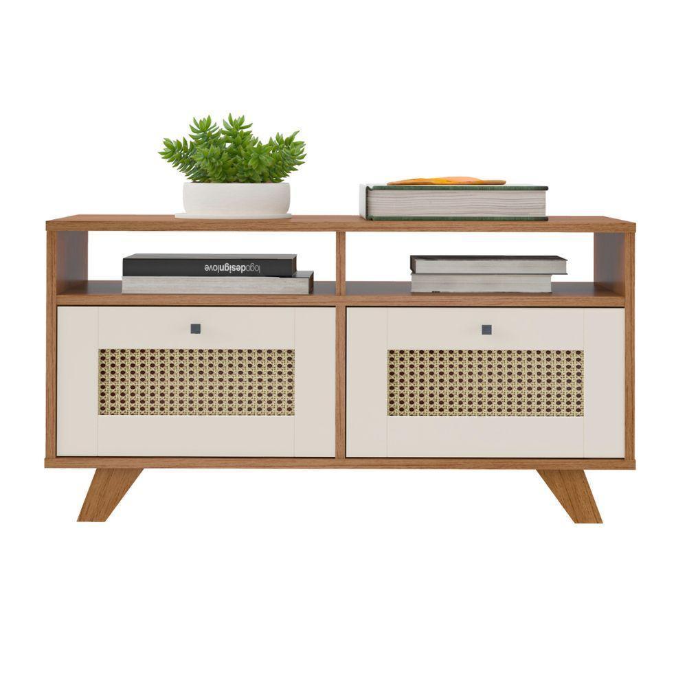 Mesa De Centro Retangular Com 2 Gavetas E Prateleira Trama - 6