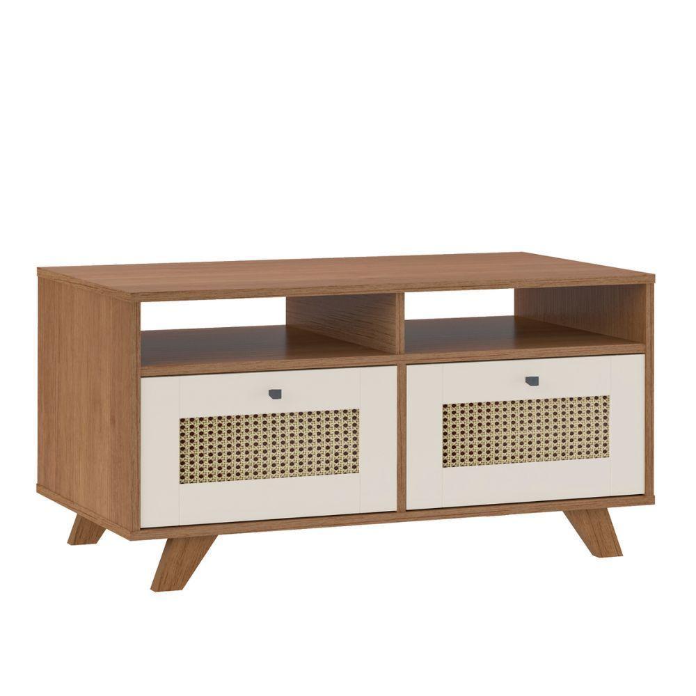 Mesa De Centro Retangular Com 2 Gavetas E Prateleira Trama - 7