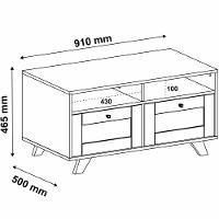 Mesa De Centro Retangular Com 2 Gavetas E Prateleira Trama - 2