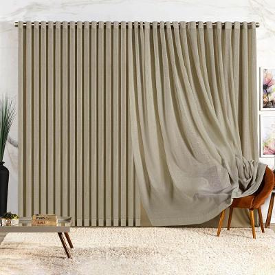 Cortina Lucy Blackout Voil Gaze Linho 2,60m X 1,70m Sala Quarto Varão 2m - Chocolate - 100% Poliéster