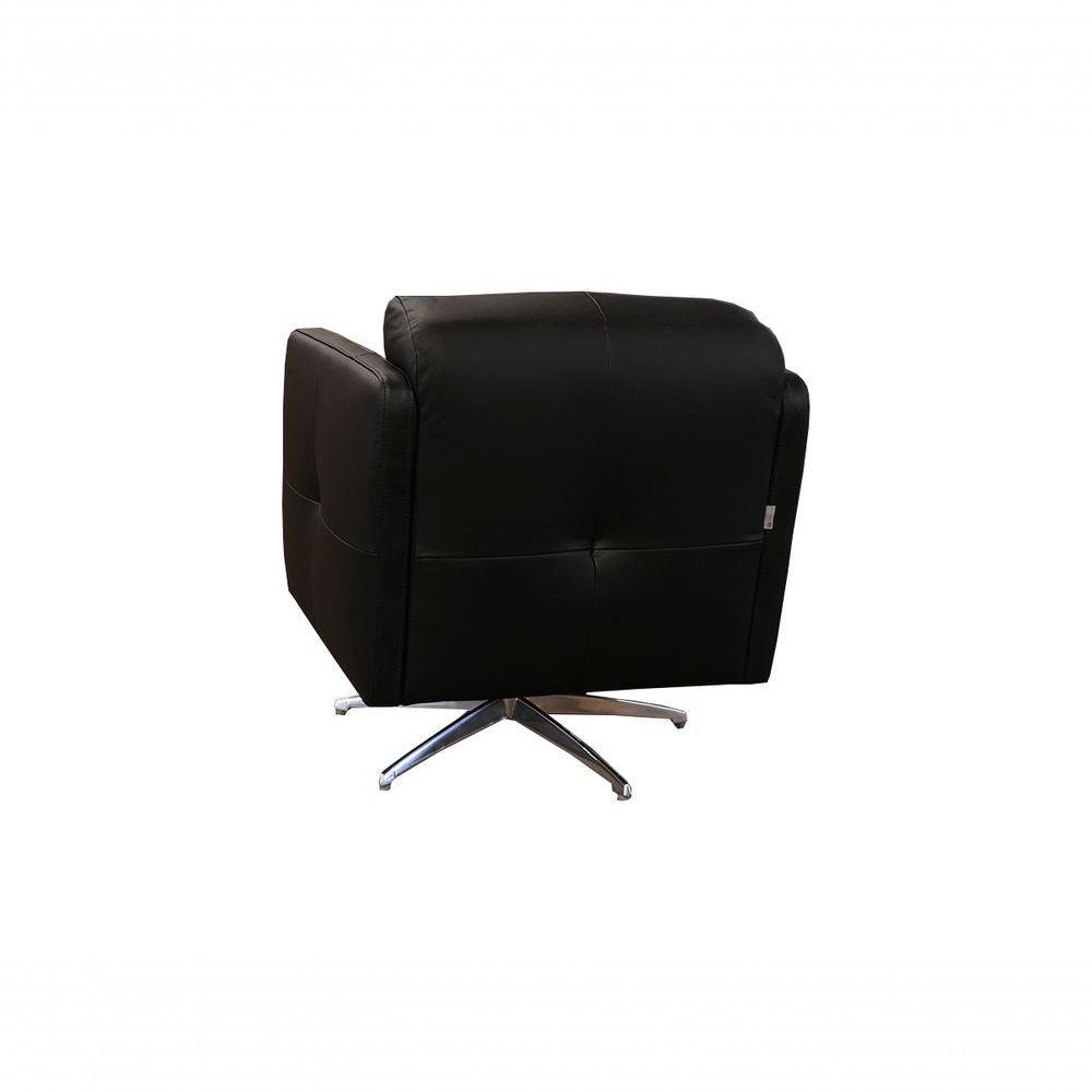 Poltrona Decorativa Giratória Azaléia De Couro Preto - 4