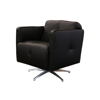 Poltrona Decorativa Giratória Azaléia De Couro Preto