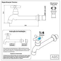 Torneira Pia Tanque Cozinha Parede Arejador Cromado Luxo 1/4 - 7