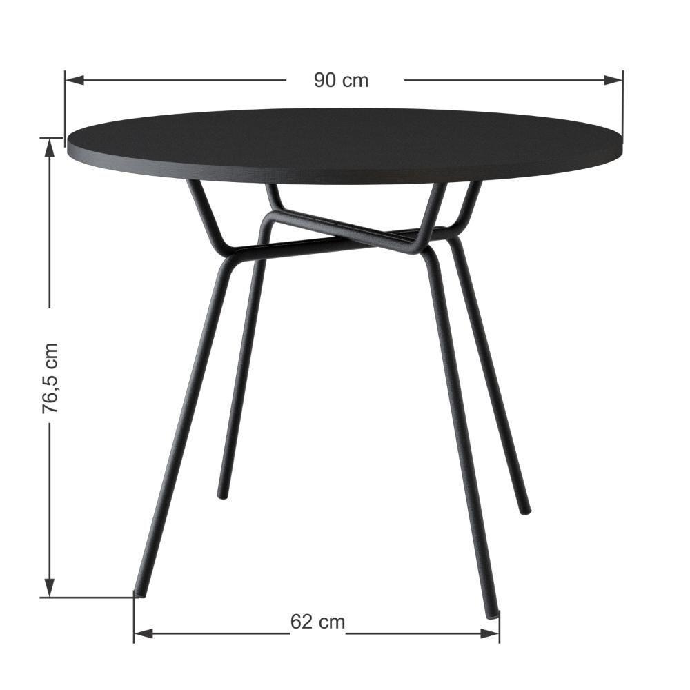 Mesa De Jantar Redonda Soho 90cm Preto Tx - Est.preta - 2