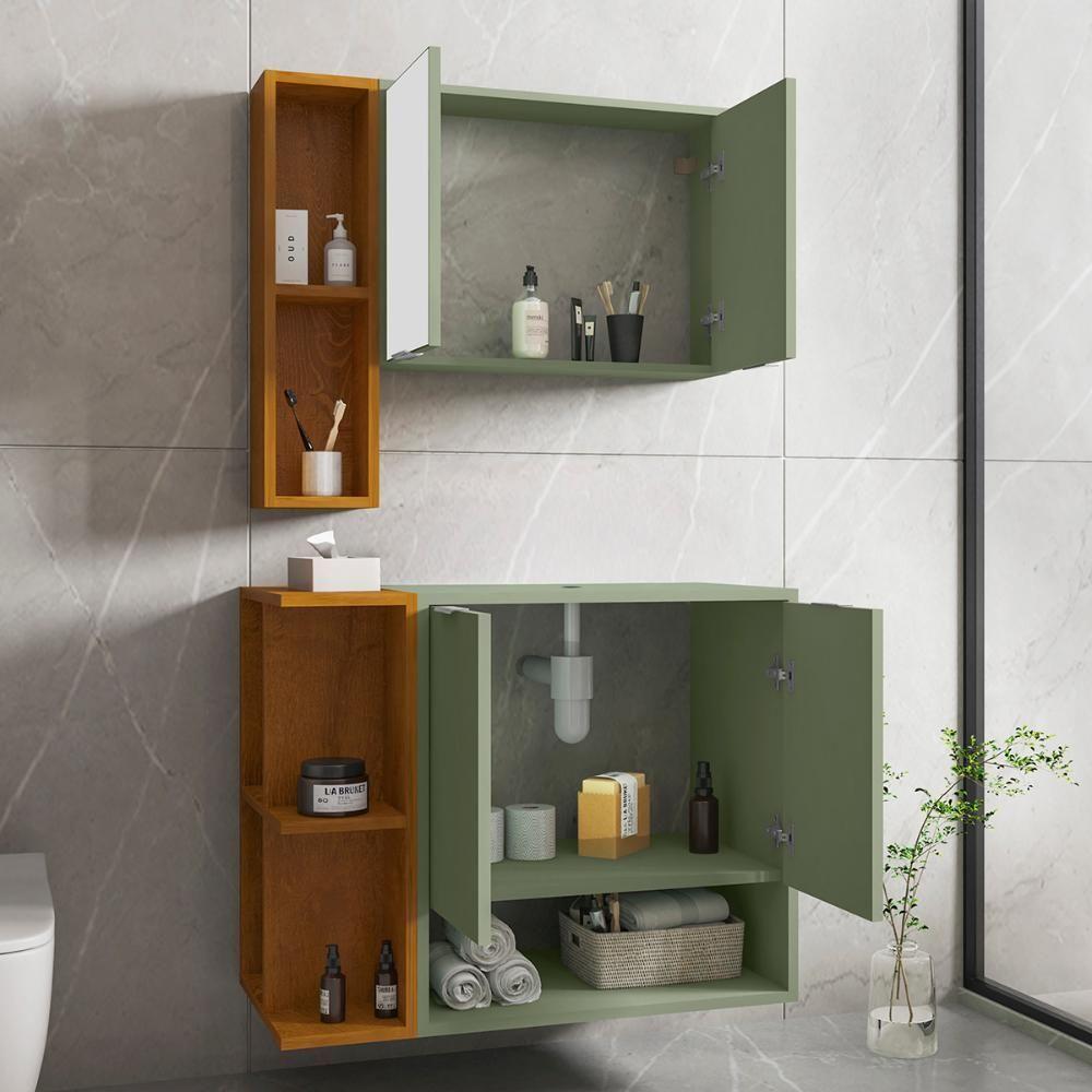 Gabinete Banheiro Star Cuba Dalla Preta Tor Dl08 Valv Click Pistache-naturale - 5