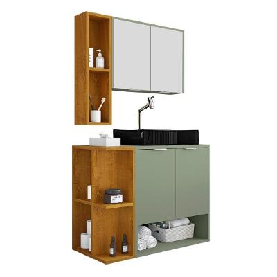 Gabinete Banheiro Star Cuba Dalla Preta Tor Dl08 Valv Click Pistache-naturale