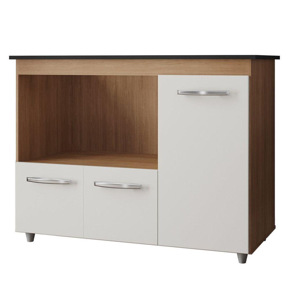 Balcão Para Cooktop 5 Bocas 3 Portas Com Tampo Cortado Anita Savana / Off White - 1