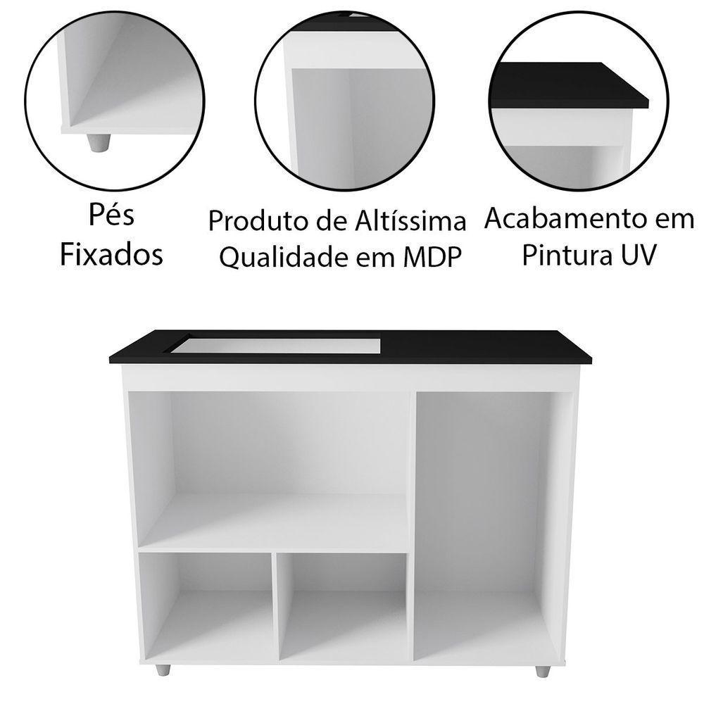 Balcão Para Cooktop 5 Bocas 3 Portas Com Tampo Cortado Anita Savana / Off White - 5