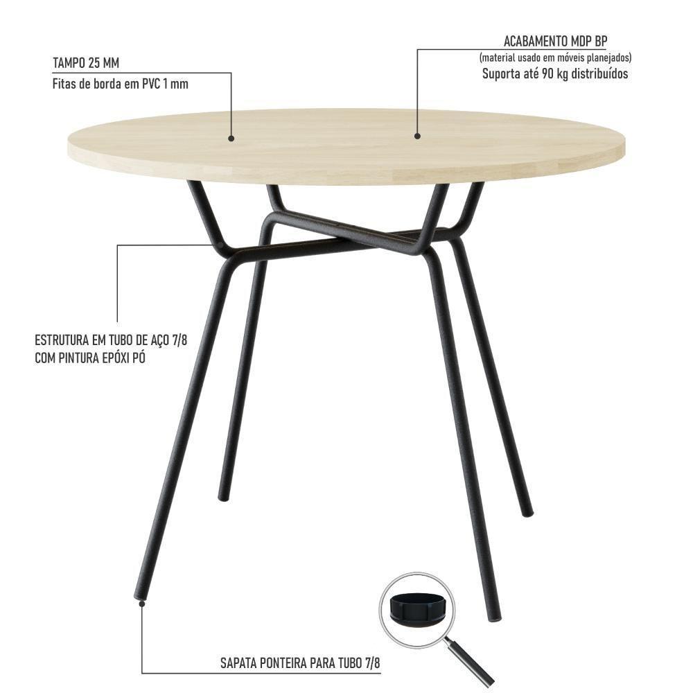 Mesa De Jantar Redonda Soho 90cm Nogueira - Est.preta - 9