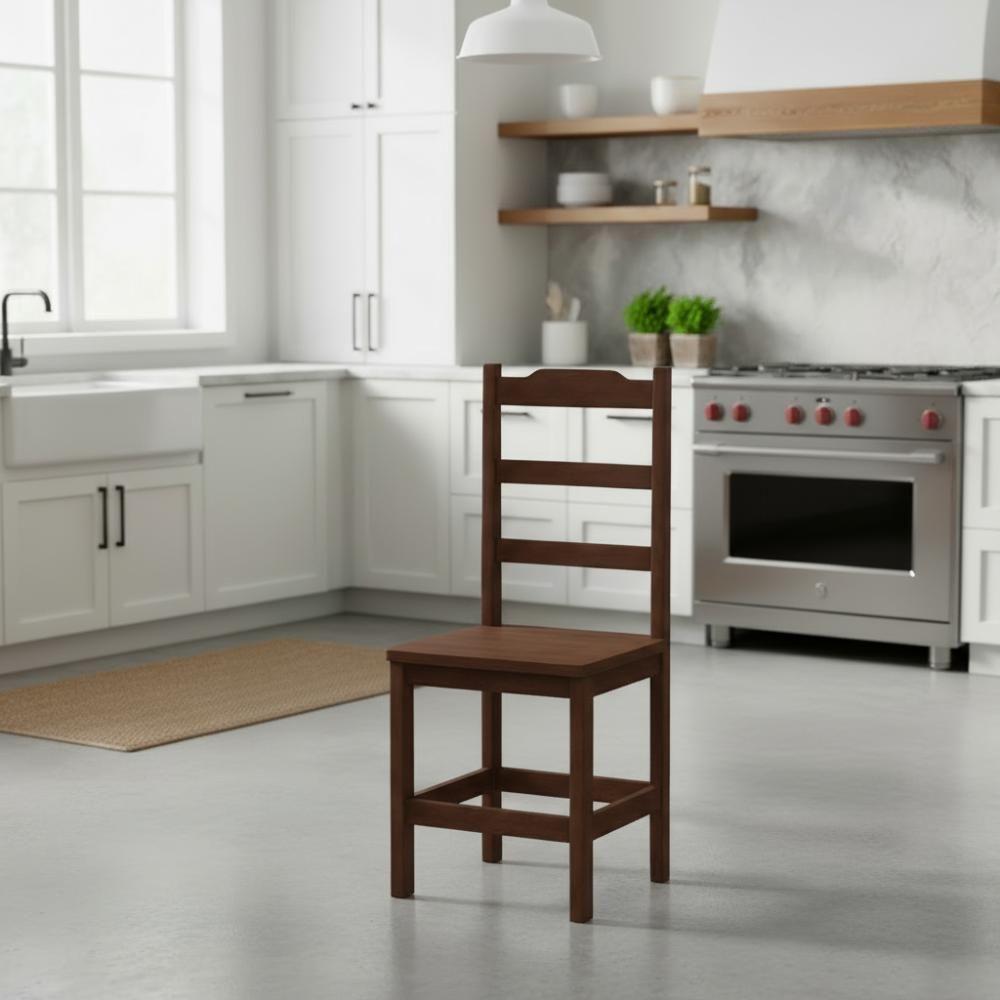 Kit Com 2 Cadeiras De Jantar Madeira Maciça Perola - Castanho Sem Estofado - 1