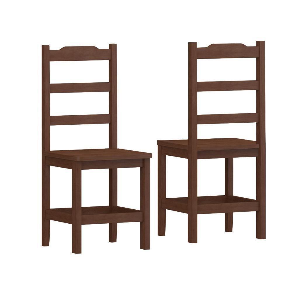 Kit Com 2 Cadeiras De Jantar Madeira Maciça Perola - Castanho Sem Estofado - 2