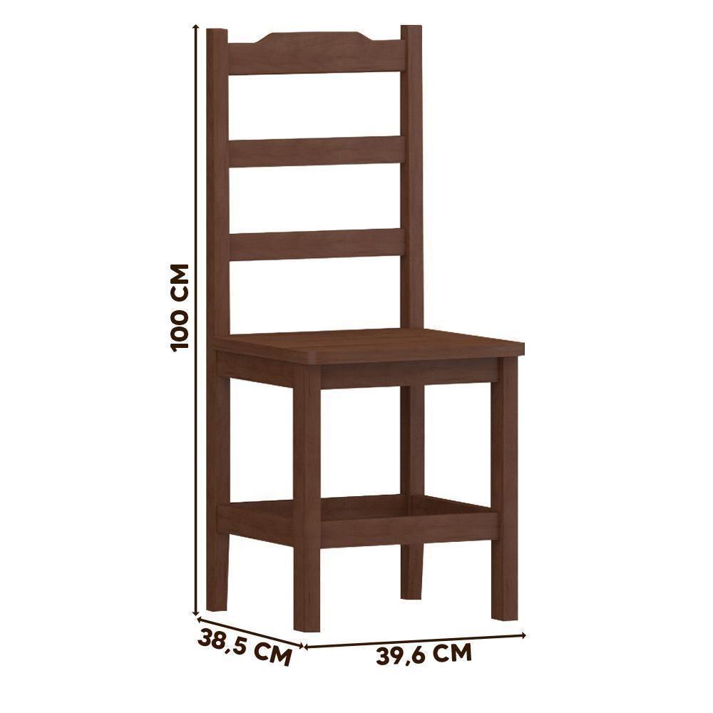 Kit Com 2 Cadeiras De Jantar Madeira Maciça Perola - Castanho Sem Estofado - 4