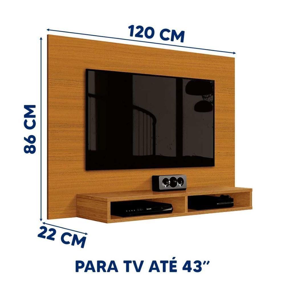 Painel Suspenso Para Parede Tv 43 Polegadas 1,20m Com Nicho - Cedro - 2