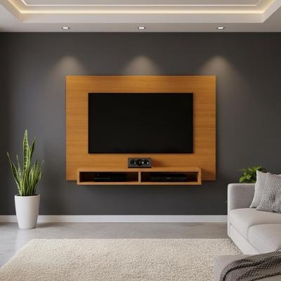 Painel Suspenso Para Parede Tv 43 Polegadas 1,20m Com Nicho - Cedro