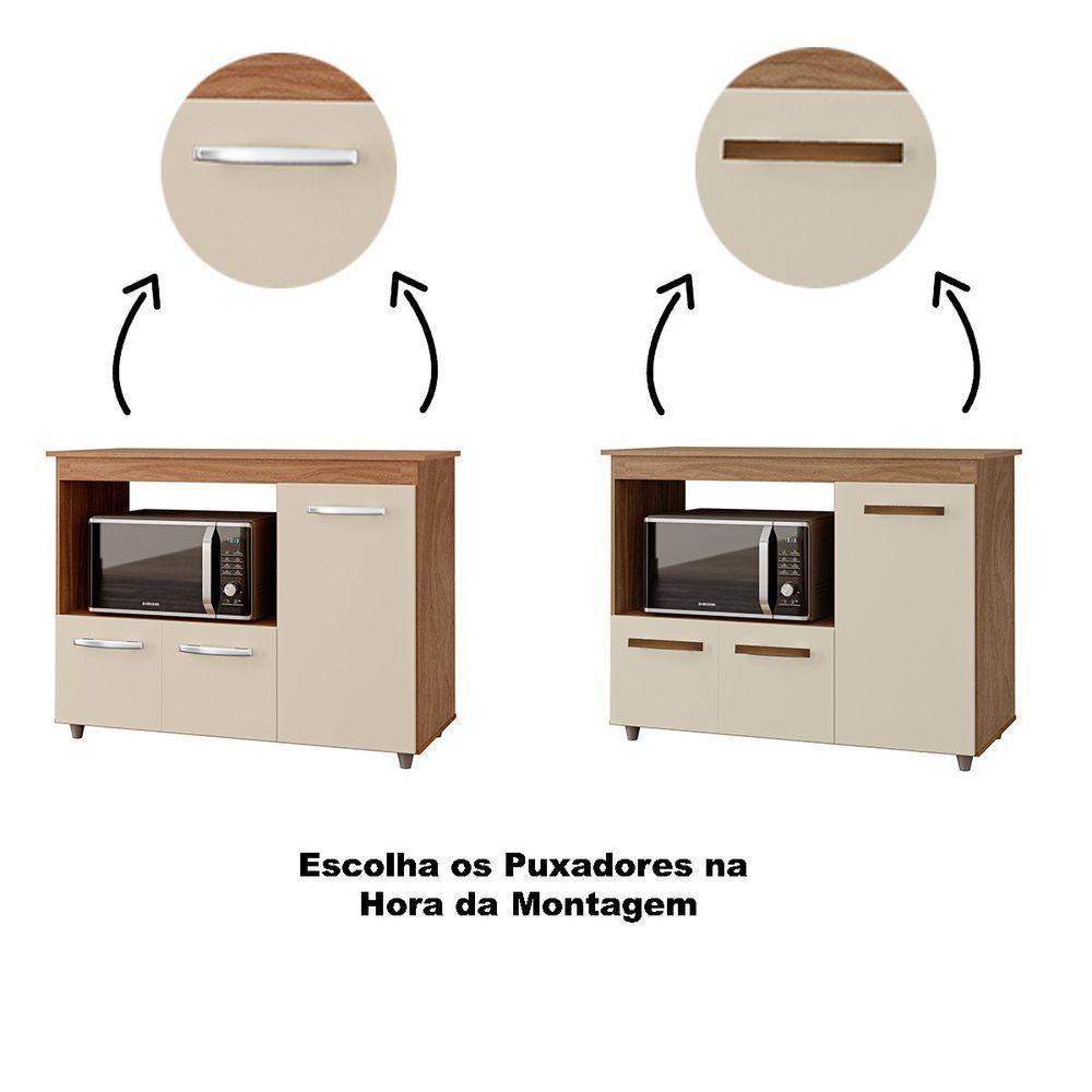 Balcão Multiuso Para Cozinha Micro-ondas 3 Portas Lina Savana / Off White - 3