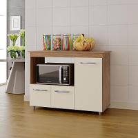 Balcão Multiuso Para Cozinha Micro-ondas 3 Portas Lina Savana / Off White