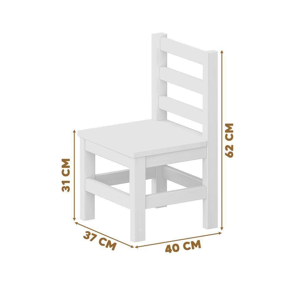 2 Cadeirinhas Mini Cadeiras Infantil De Madeira Maciça - Branco Sem Estofado - 3
