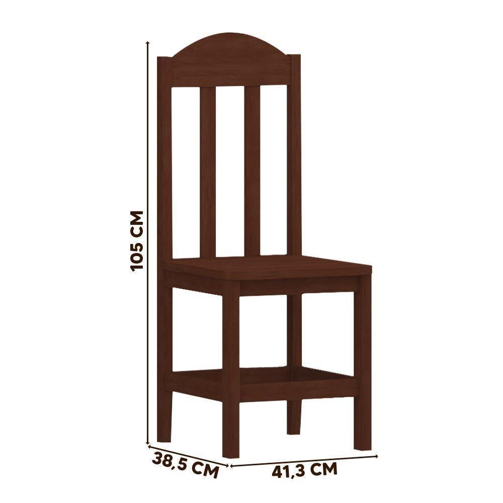 Kit Com 2 Cadeiras De Jantar Madeira Maciça Safira - Castanho Sem Estofado - 4