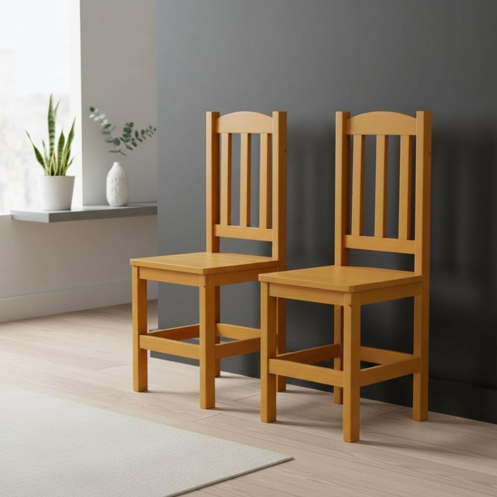 Kit 2 Cadeiras Em Madeira Maciça Reforçada Diamante - Mel Sem Estofado - 1