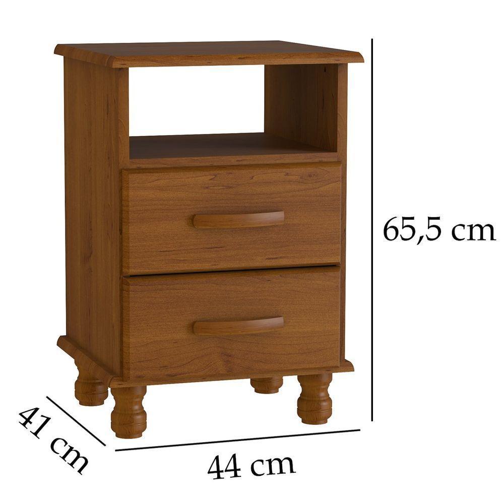 Kit 2 Mesas De Cabeceira 2 Gavetas 100% Madeira Maciça Veneza Imbuia Fosco - 2