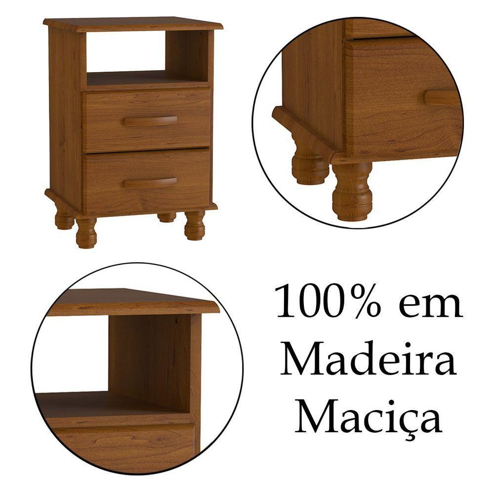 Kit 2 Mesas De Cabeceira 2 Gavetas 100% Madeira Maciça Veneza Imbuia Fosco - 4