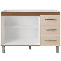 Balcão Para Pia 2 Portas 3 Gavetas Sem Tampo Cani Savana / Off White - 2