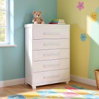 Cômoda Alta Bebê Quarto Infantil Branca 5 Gavetas Branco - 1