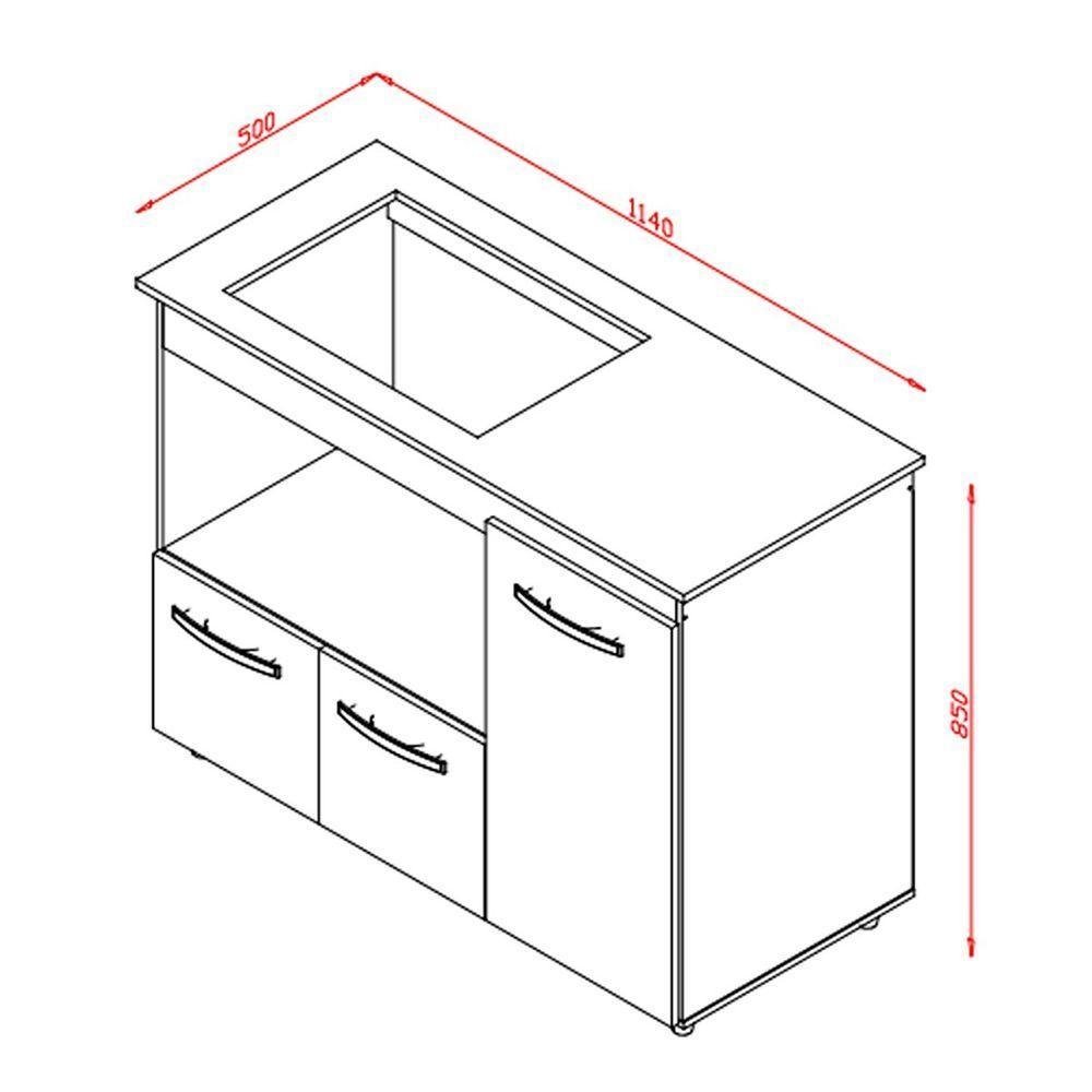 Balcão Para Cooktop 5 Bocas 3 Portas Com Tampo Cortado Anita Savana / Preto - 3