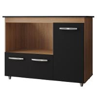 Balcão Para Cooktop 5 Bocas 3 Portas Com Tampo Cortado Anita Savana / Preto - 1