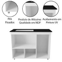 Balcão Para Cooktop 5 Bocas 3 Portas Com Tampo Cortado Anita Savana / Preto