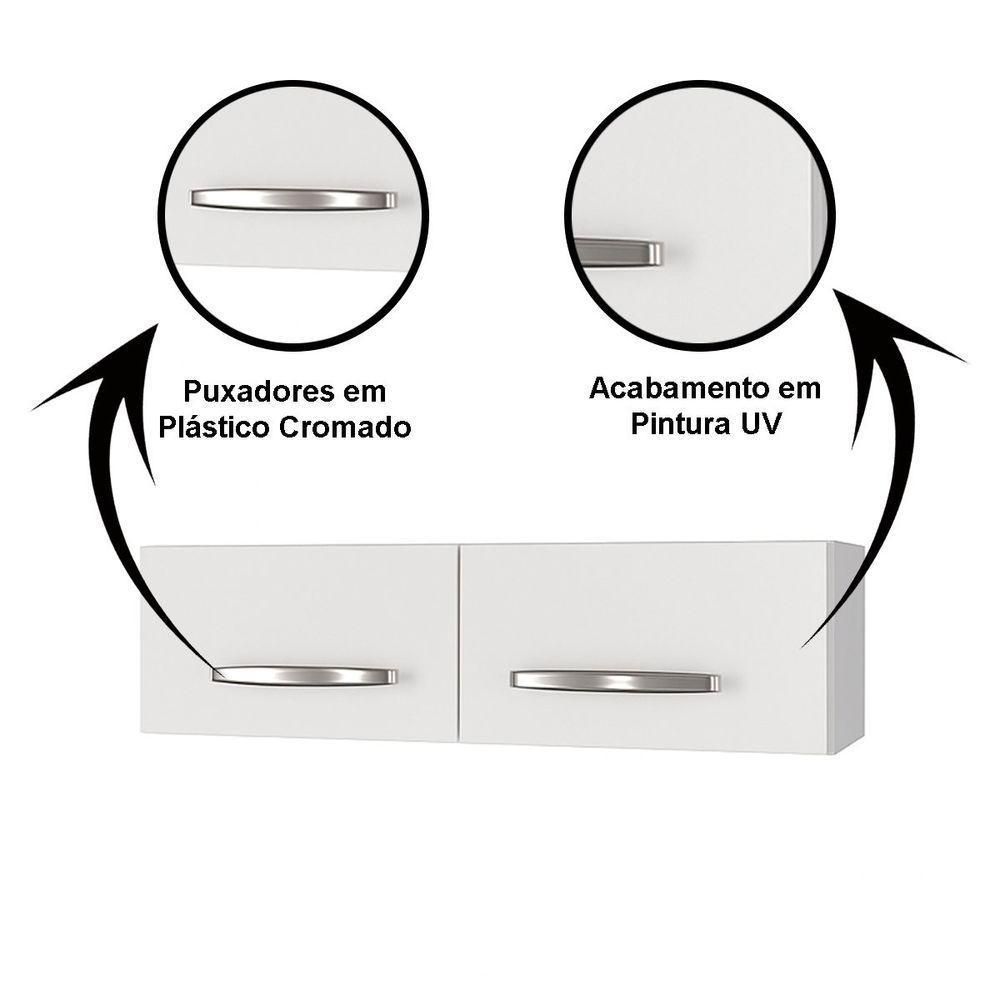Balcão Multiuso 2 Portas E Armário Aéreo 2 Portas Laila Branco - 5