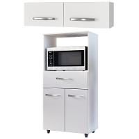 Balcão Multiuso 2 Portas E Armário Aéreo 2 Portas Laila Branco - 1