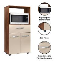 Balcão Multiuso Para Micro-ondas 2 Portas 1 Gaveta Nalu Savana / Off White - 3