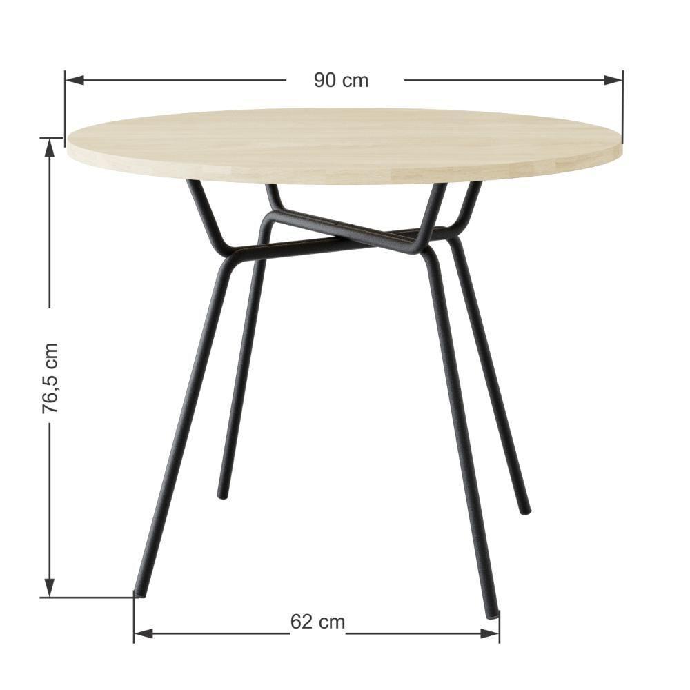 Mesa De Jantar Redonda Soho 90cm Ciliegio - Est.preta - 9