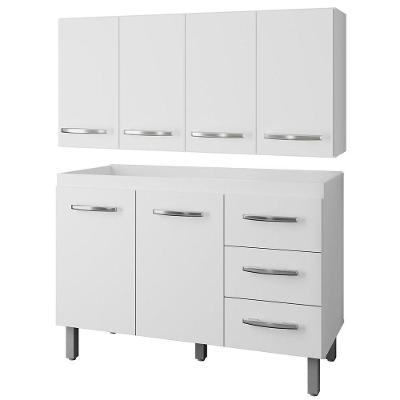 Balcão Para Pia 2 Portas E Armário Aéreo 4 Portas Porto Branco