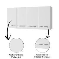 Balcão Para Pia 2 Portas E Armário Aéreo 4 Portas Porto Branco - 5