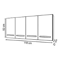Balcão Para Pia 2 Portas E Armário Aéreo 4 Portas Porto Branco - 8