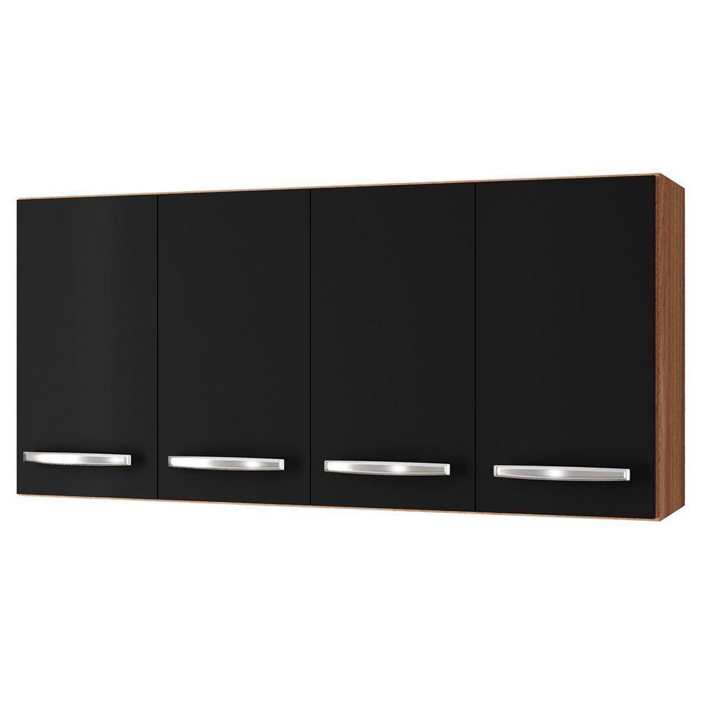 Balcão Para Pia 2 Portas E Armário Aéreo 4 Portas Porto Savana / Preto - 3