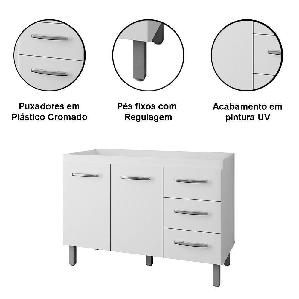 Balcão Para Pia 2 Portas E Armário Aéreo 4 Portas Porto Savana / Preto - 4