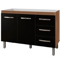 Balcão Para Pia 2 Portas E Armário Aéreo 4 Portas Porto Savana / Preto - 2