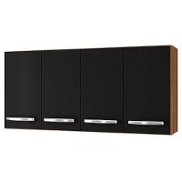 Balcão Para Pia 2 Portas E Armário Aéreo 4 Portas Porto Savana / Preto - 3