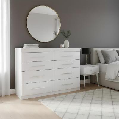 Cômoda Grande Para Quarto 8 Gavetas Madeirada - Branco