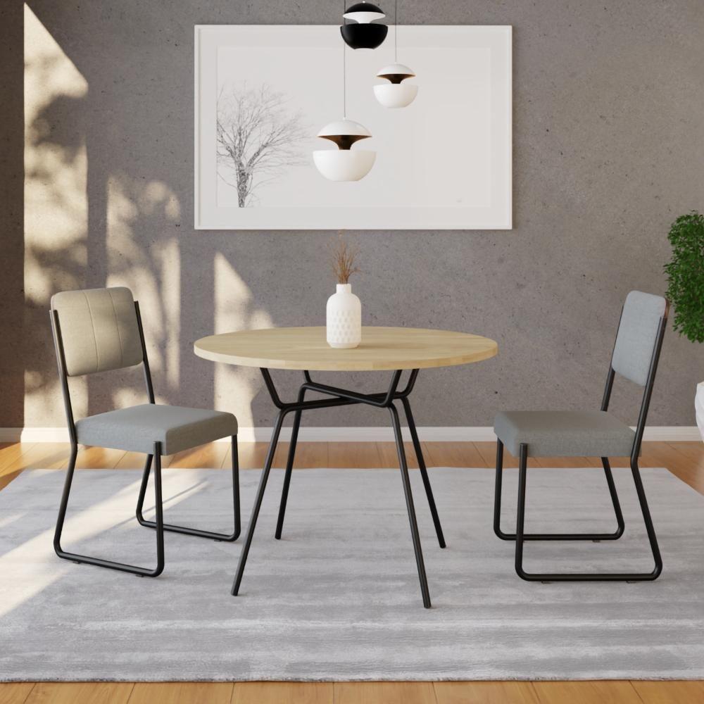 Mesa De Jantar Redonda Soho 90cm Acácia Mel - Est.preta - 2