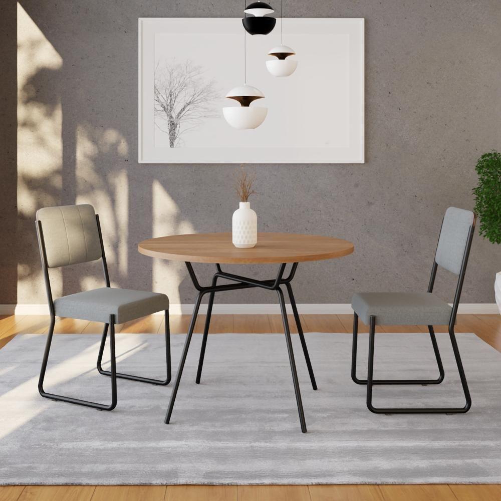 Mesa De Jantar Redonda Soho 90cm Acácia Mel - Est.preta - 3