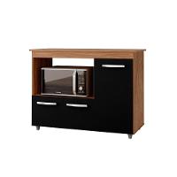 Balcão Multiuso Para Cozinha Micro-ondas 3 Portas Lina Savana / Preto - 1