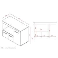 Balcão Multiuso Para Cozinha Micro-ondas 3 Portas Lina Savana / Preto - 3