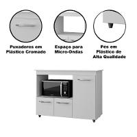 Balcão Multiuso Para Cozinha Micro-ondas 3 Portas Lina Savana / Preto