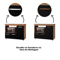Balcão Multiuso Para Cozinha Micro-ondas 3 Portas Lina Savana / Preto - 5