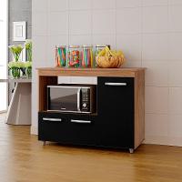 Balcão Multiuso Para Cozinha Micro-ondas 3 Portas Lina Savana / Preto - 6